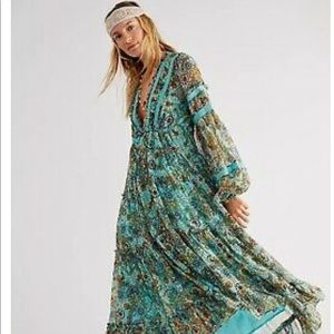 Free People Cassis Printed Chiffon Dress Sz M
